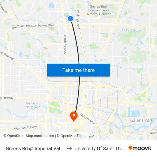 Greens Rd @ Imperial Valley Dr to University Of Saint Thomas map