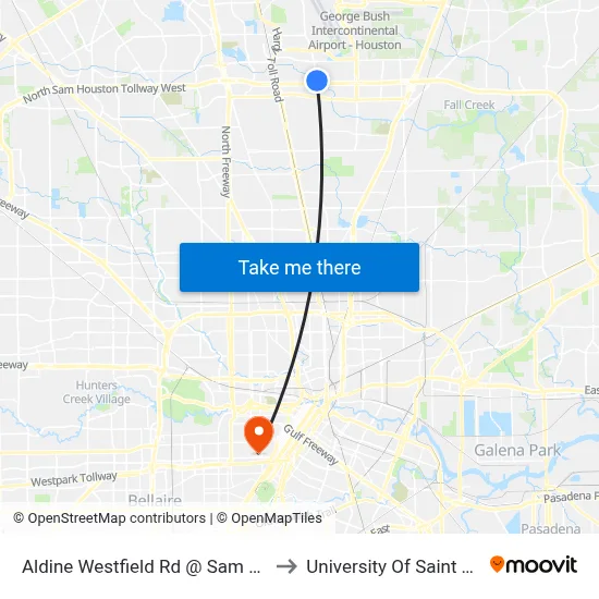 Aldine Westfield Rd @ Sam Houston P to University Of Saint Thomas map