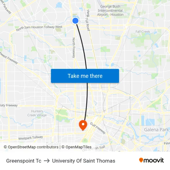 Greenspoint Tc to University Of Saint Thomas map