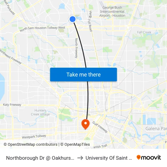 Northborough Dr @ Oakhurst Green Dr to University Of Saint Thomas map