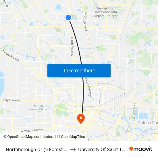 Northborough Dr @ Forest Edge Dr to University Of Saint Thomas map