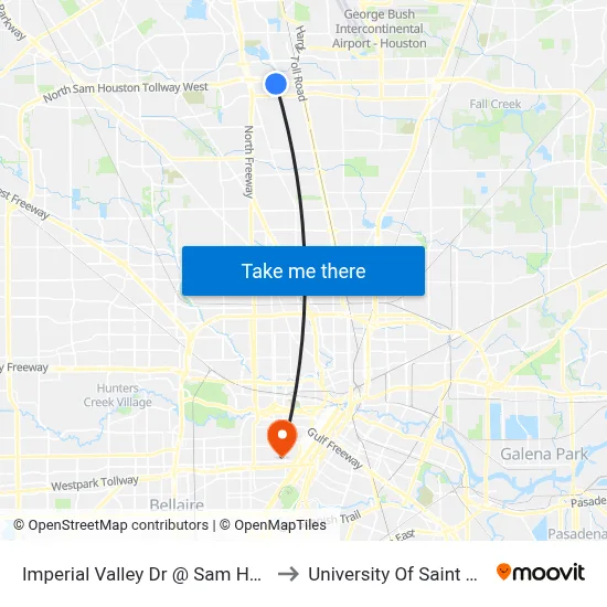 Imperial Valley Dr @ Sam Houston Pk to University Of Saint Thomas map
