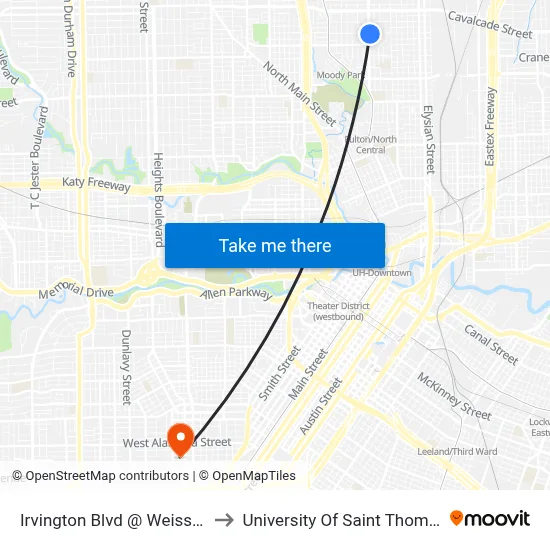 Irvington Blvd @ Weiss St to University Of Saint Thomas map