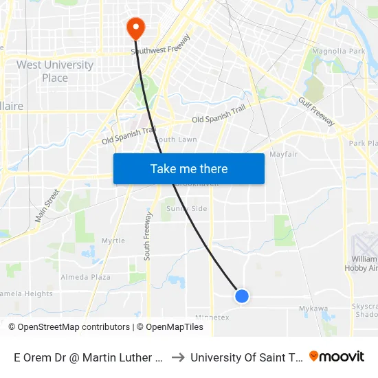 E Orem Dr @ Martin Luther King Blvd to University Of Saint Thomas map