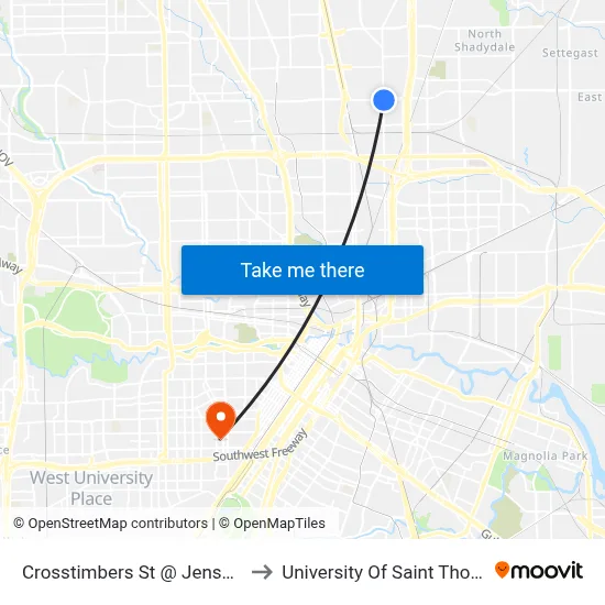 Crosstimbers St @ Jensen Dr to University Of Saint Thomas map
