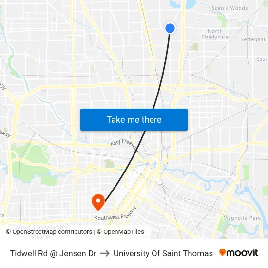 Tidwell Rd @ Jensen Dr to University Of Saint Thomas map