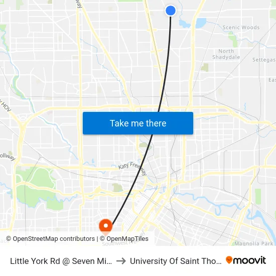 Little York Rd @ Seven Mile Ln to University Of Saint Thomas map