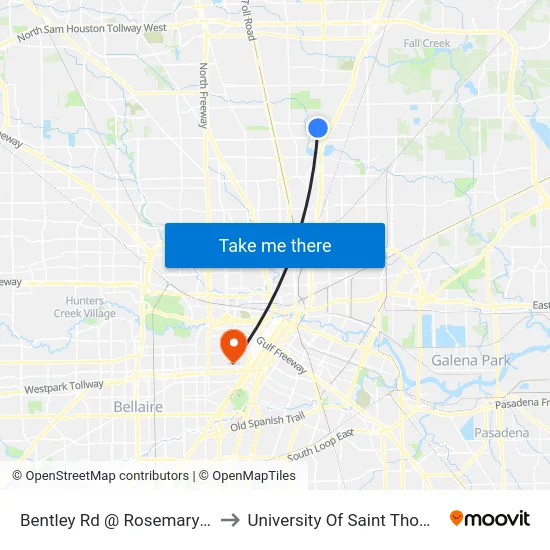 Bentley Rd @ Rosemary Ln to University Of Saint Thomas map