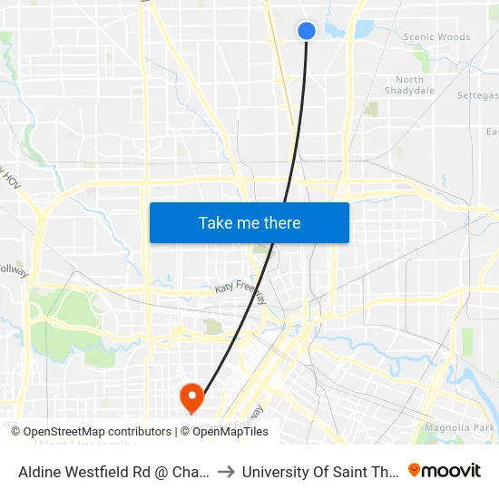 Aldine Westfield Rd @ Charles St to University Of Saint Thomas map