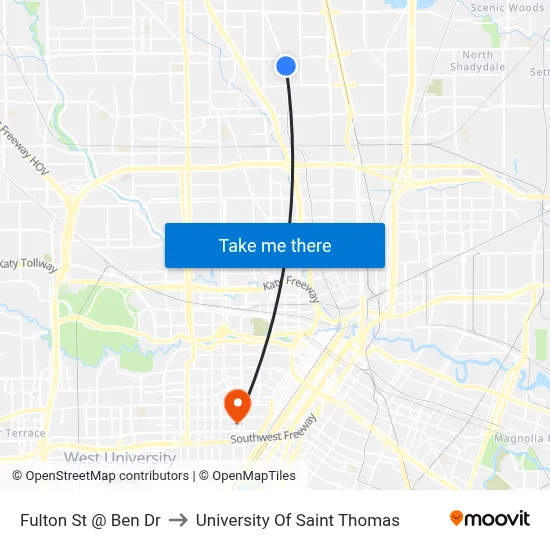 Fulton St @ Ben Dr to University Of Saint Thomas map