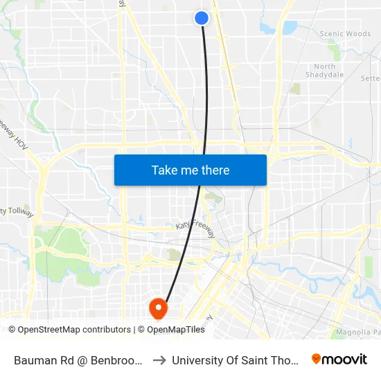 Bauman Rd @ Benbrook Dr to University Of Saint Thomas map