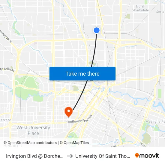 Irvington Blvd @ Dorchester to University Of Saint Thomas map