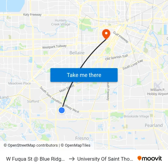 W Fuqua St @ Blue Ridge Rd to University Of Saint Thomas map