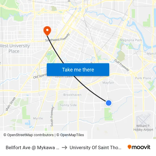 Bellfort Ave @ Mykawa Rd to University Of Saint Thomas map