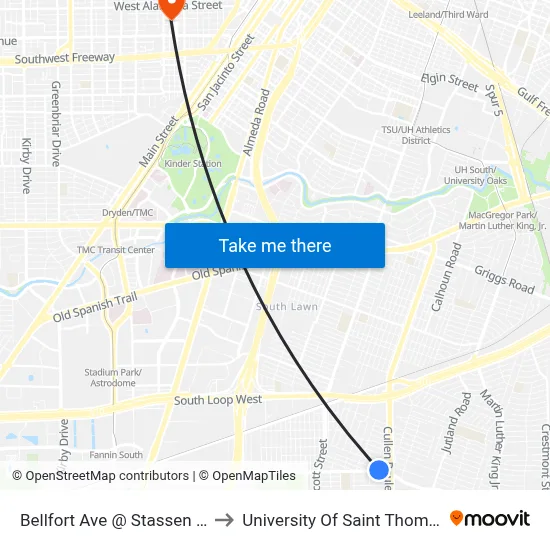 Bellfort Ave @ Stassen St to University Of Saint Thomas map