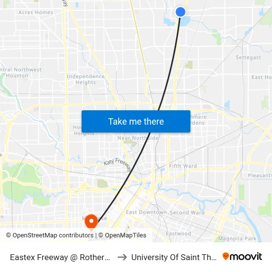 Eastex Freeway @ Rothermel Rd to University Of Saint Thomas map