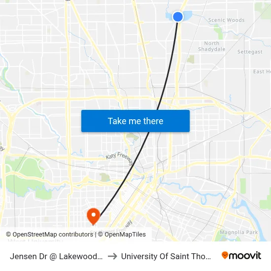Jensen Dr @ Lakewood Dr to University Of Saint Thomas map