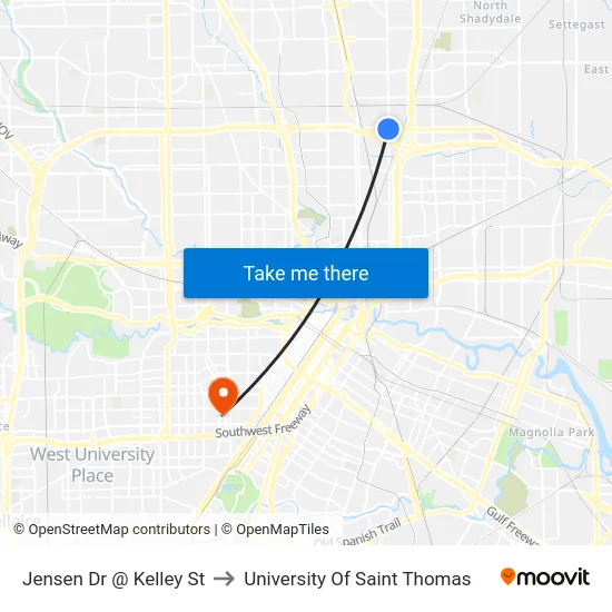 Jensen Dr @ Kelley St to University Of Saint Thomas map
