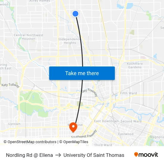 Nordling Rd @ Ellena to University Of Saint Thomas map