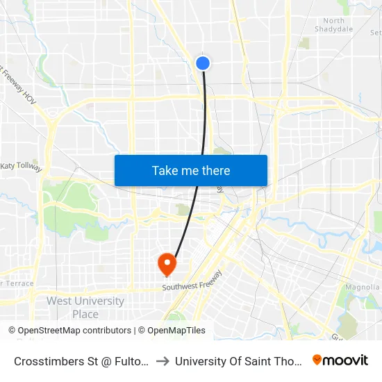 Crosstimbers St @ Fulton St to University Of Saint Thomas map