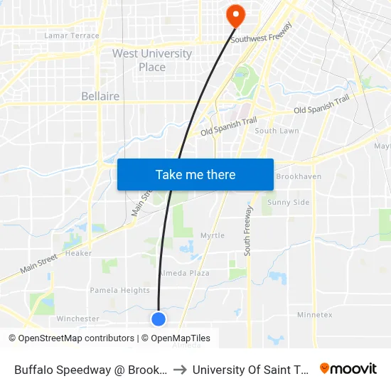 Buffalo Speedway   @ Brookfield Dr to University Of Saint Thomas map