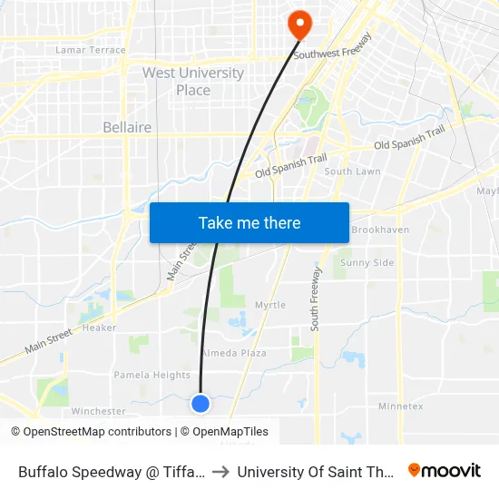 Buffalo Speedway   @ Tiffany Dr to University Of Saint Thomas map