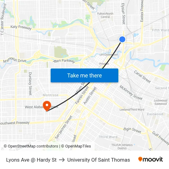 Lyons Ave @ Hardy St to University Of Saint Thomas map