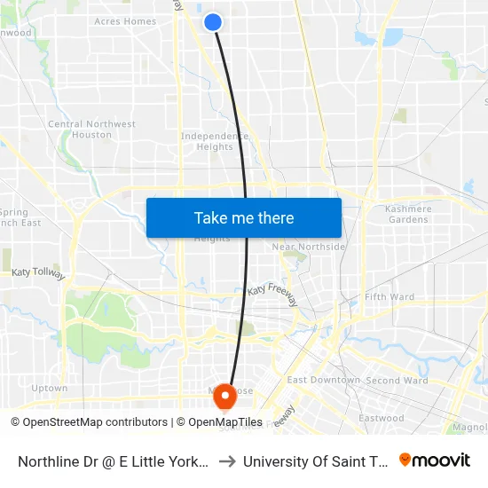 Northline Dr @ E Little York Rd Mb1 to University Of Saint Thomas map