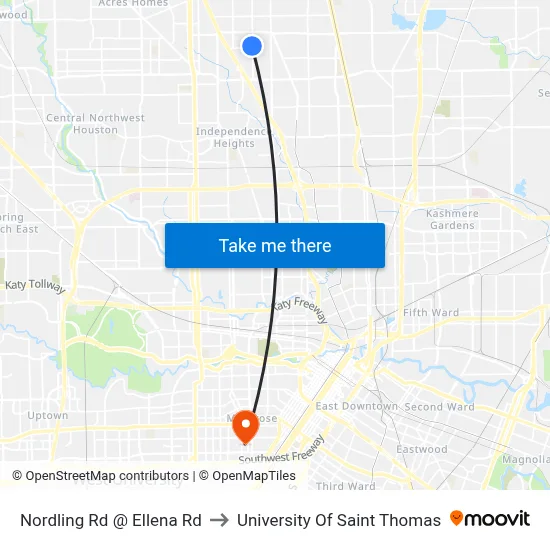 Nordling Rd @ Ellena Rd to University Of Saint Thomas map