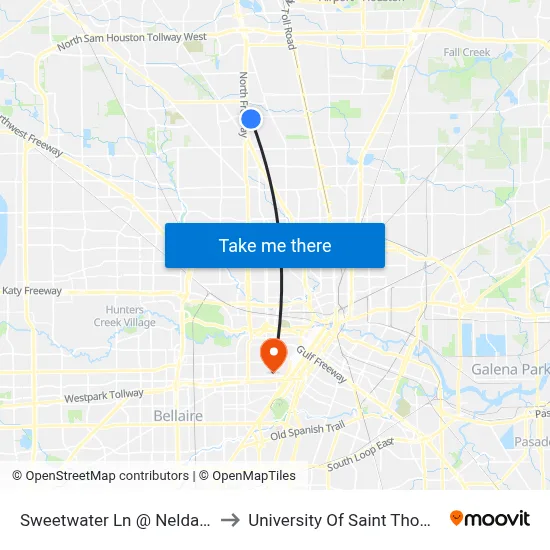 Sweetwater Ln @ Nelda Rd to University Of Saint Thomas map