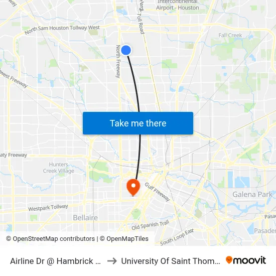 Airline Dr @ Hambrick Rd to University Of Saint Thomas map