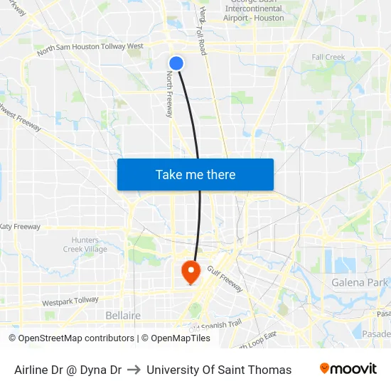 Airline Dr @ Dyna Dr to University Of Saint Thomas map