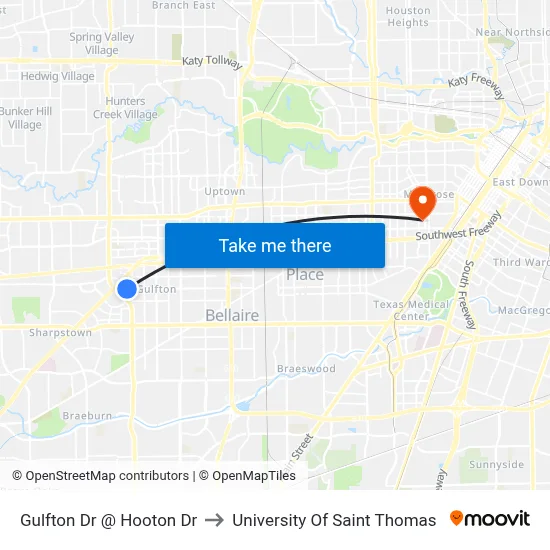 Gulfton Dr @ Hooton Dr to University Of Saint Thomas map