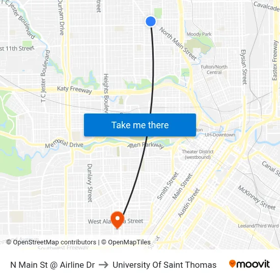 N Main St @ Airline Dr to University Of Saint Thomas map
