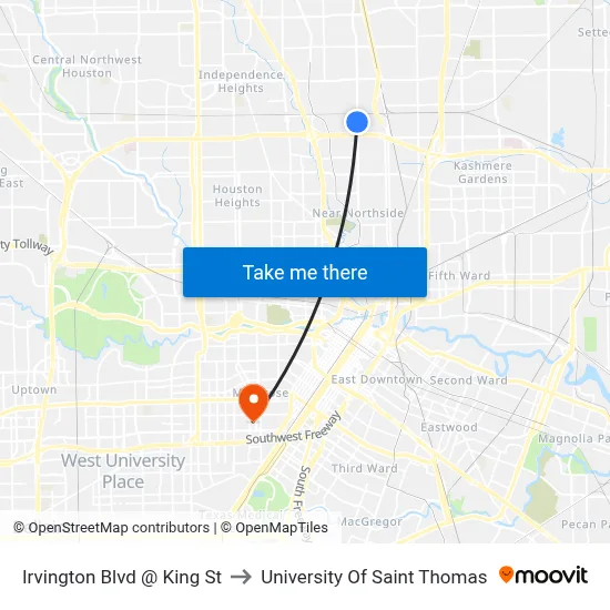 Irvington Blvd @ King St to University Of Saint Thomas map