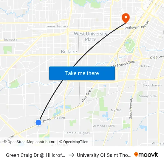 Green Craig Dr @ Hillcroft Ave to University Of Saint Thomas map