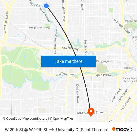 W 20th St @ W 19th St to University Of Saint Thomas map