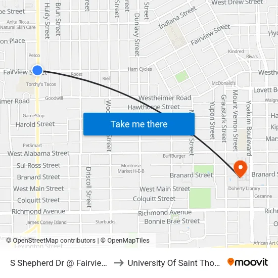 S Shepherd Dr @ Fairview St to University Of Saint Thomas map