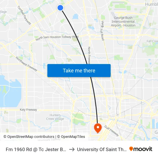 Fm 1960 Rd @ Tc Jester Blvd MB to University Of Saint Thomas map