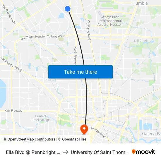 Ella Blvd @ Pennbright Dr to University Of Saint Thomas map