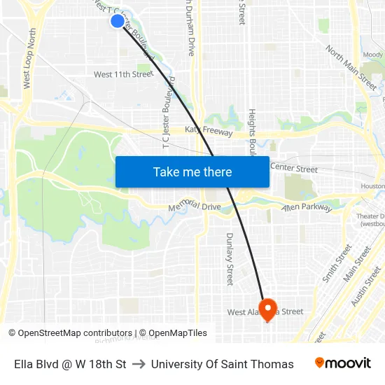 Ella Blvd @ W 18th St to University Of Saint Thomas map