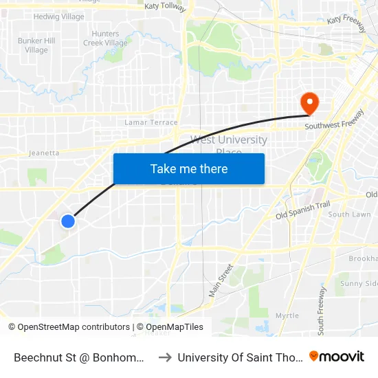 Beechnut St @ Bonhomme Rd to University Of Saint Thomas map