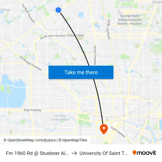 Fm 1960 Rd @ Stuebner Airline Dr to University Of Saint Thomas map