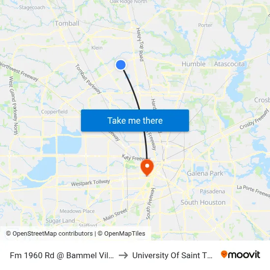 Fm 1960 Rd @ Bammel Village Dr to University Of Saint Thomas map