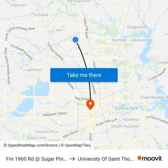 Fm 1960 Rd @ Sugar Pine Dr to University Of Saint Thomas map