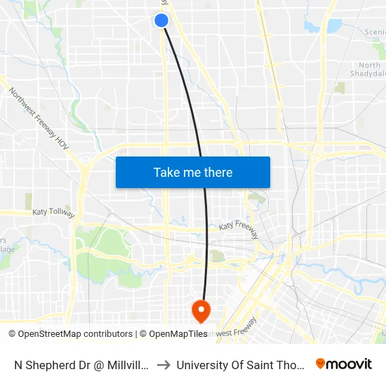 N Shepherd Dr @ Millville Dr to University Of Saint Thomas map