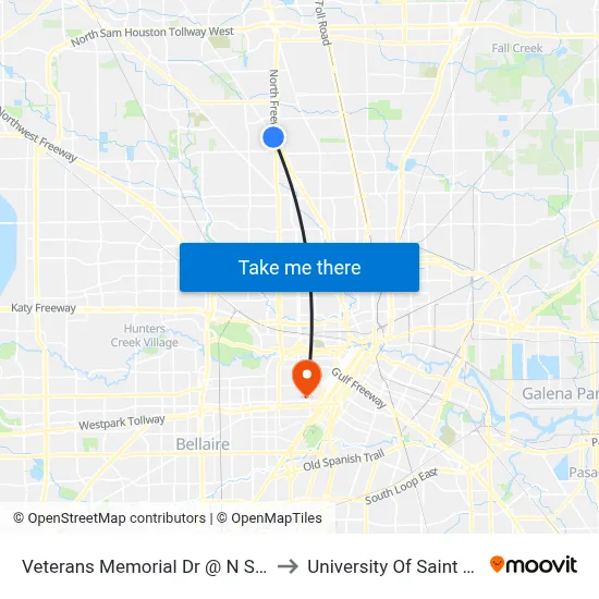 Veterans Memorial Dr @ N Shepherd D to University Of Saint Thomas map