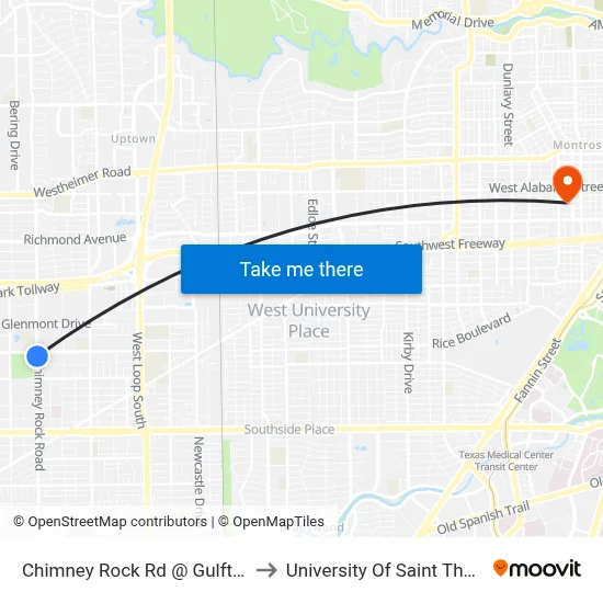Chimney Rock Rd @ Gulfton Dr to University Of Saint Thomas map
