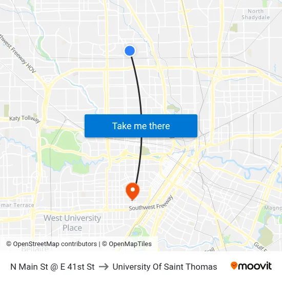 N Main St @ E 41st St to University Of Saint Thomas map