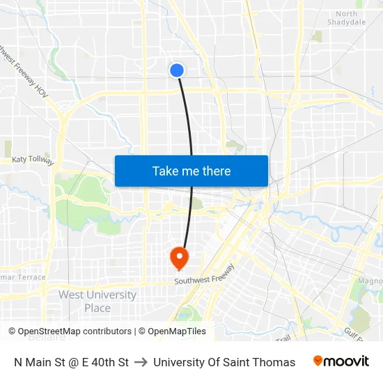 N Main St @ E 40th St to University Of Saint Thomas map